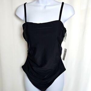 1.🆕 Small Cupshe Shirred Cutout One Piece Black Swimsuit